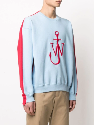 Shop Jw Anderson Two-tone Logo-embroidered Sweatshirt In Red