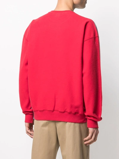 Shop Jw Anderson Two-tone Logo-embroidered Sweatshirt In Red