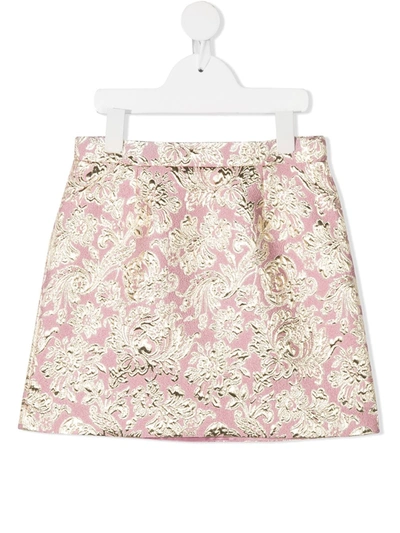 Shop Dolce & Gabbana Brocade Mini Skirt In Pink
