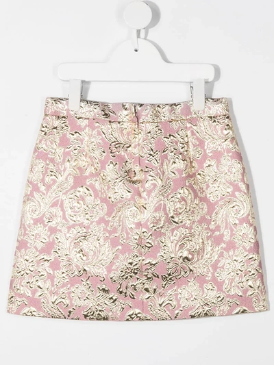 Shop Dolce & Gabbana Brocade Mini Skirt In Pink