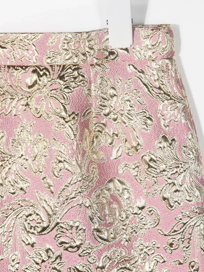 Shop Dolce & Gabbana Brocade Mini Skirt In Pink