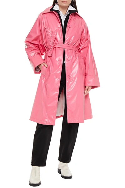 Shop Mm6 Maison Margiela Belted Vinyl Trench Coat In Pink