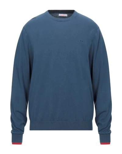 Shop Sun 68 Man Sweater Slate Blue Size M Cotton