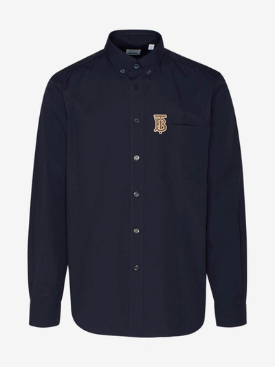 Shop Burberry Camicia Caddington Blu In Navy