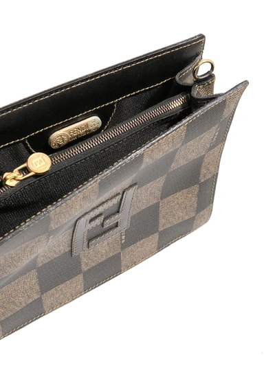 Pre-owned Fendi Checked Crossbody Bag In Brown