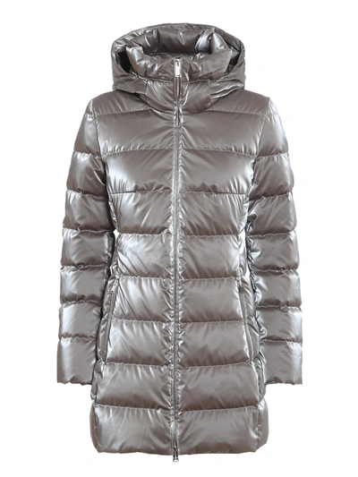Shop Add Laminated Effect Longuette Puffer Jacket In Grey