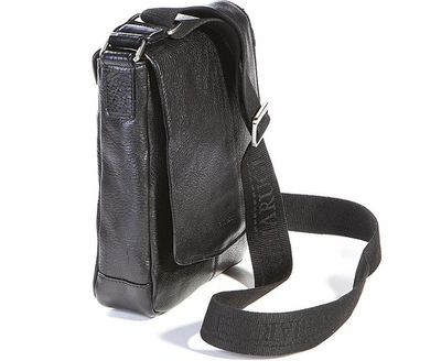 Shop Chiarugi Designer Men's Bags Genuine Leather Men's Crossbody Bag In Noir