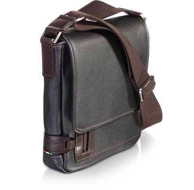 Shop Chiarugi Designer Men's Bags Genuine Leather Men's Flap Crossbody Bag In Noir