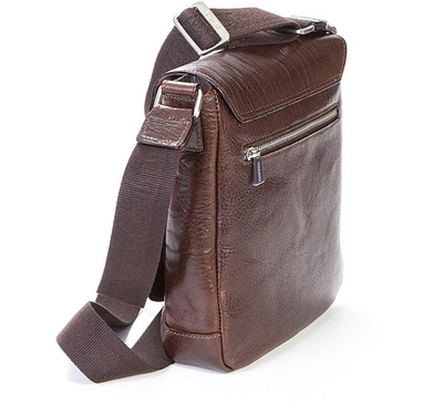 Shop Chiarugi Designer Men's Bags Genuine Leather Men's Crossbody Bag In Marron Foncé