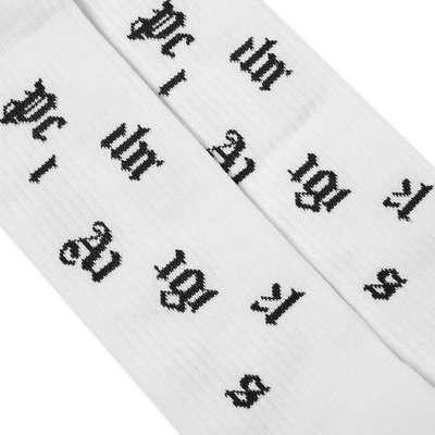 Shop Palm Angels Broken Logo Sock In White