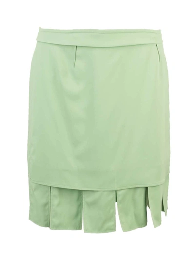Shop Bottega Veneta Opaque Stretch Viscose Skirt In Green