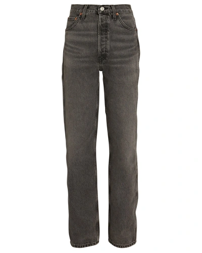 Shop Re/done 90s High-rise Loose Straight-leg Jeans In Grey