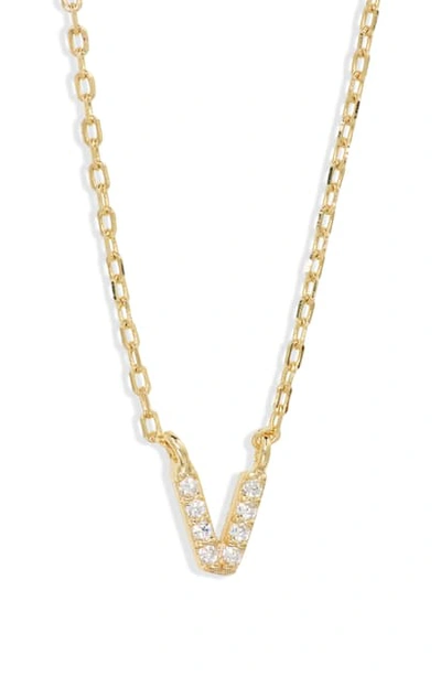 Shop Melinda Maria Pave Itty Bitty Initial Pendant In Gold V