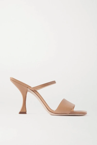 Shop By Far Nayla Leather Mules In Neutral