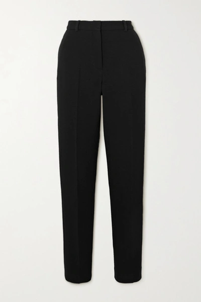 Shop Rosetta Getty Wool-crepe Tapered Pants In Black