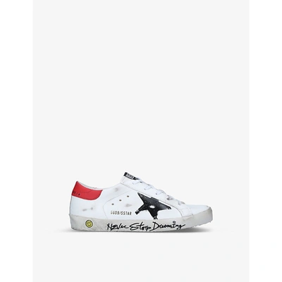 Shop Golden Goose Superstar Leather Trainers 9-12 Years In White/comb