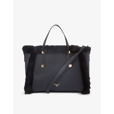 Shop Dune Womens Black-faux Fur Duffie Faux-fur Trimmed Tote Bag 1 Size