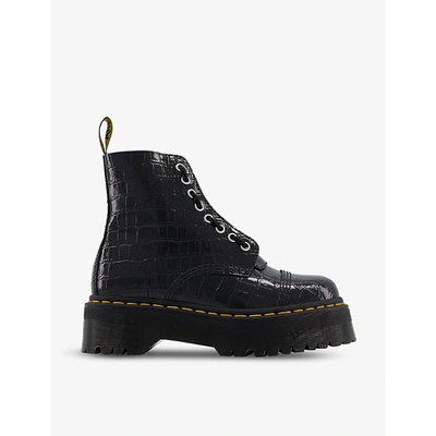 Shop Dr. Martens' Womens Black Croc Emboss Sinclair Platform Leather Boots 6