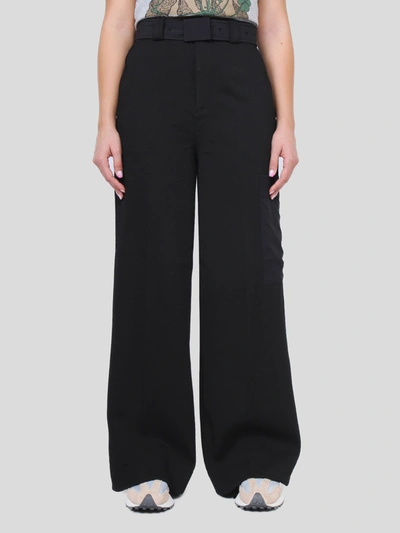 Shop Ganni Twill Pants In Black