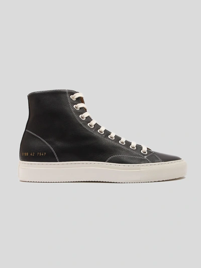 Shop Common Projects Tournament High In Leather With Shiny Sole In Black