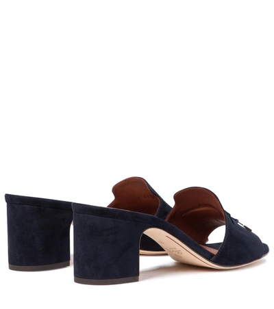 Shop Loro Piana Summer Charms 55 Suede Sandals In Blue