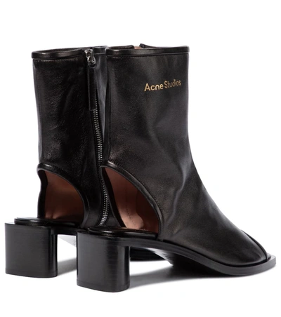 Shop Acne Studios Peep-toe Leather Ankle Boots In Black