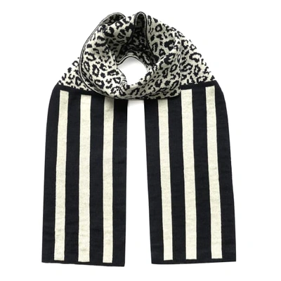 Ingmarson Leopard With Stripes Wool & Cashmere Scarf