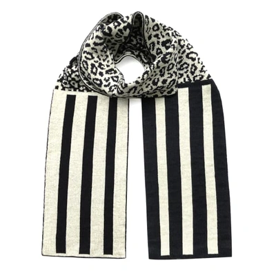 Ingmarson Leopard With Stripes Wool & Cashmere Scarf