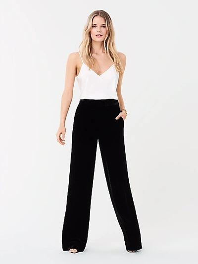 Shop Diane Von Furstenberg Georgina Velvet Wide-leg Pants In Black