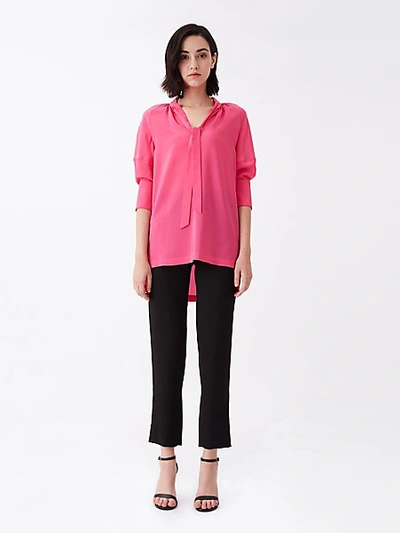 Shop Diane Von Furstenberg Lynn Silk Crepe De Chine Top In Hot Pink