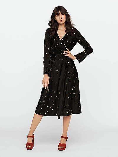Shop Diane Von Furstenberg Tilly Satin Midi Wrap Dress In Black