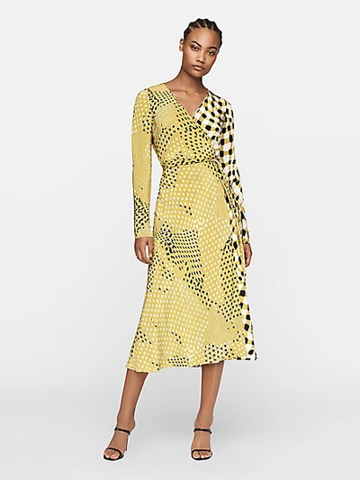 Shop Diane Von Furstenberg Tilly Silk Crepe De Chine Midi Wrap Dress In Dot Net/floating Plaid Multi