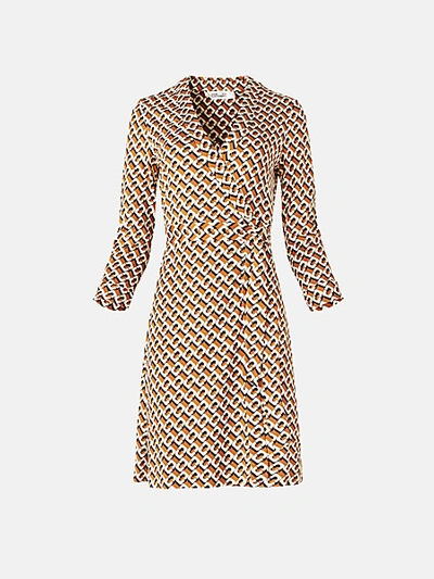 Shop Diane Von Furstenberg Julian Silk-jersey Mini Wrap Dress In 3d Chain Caffe