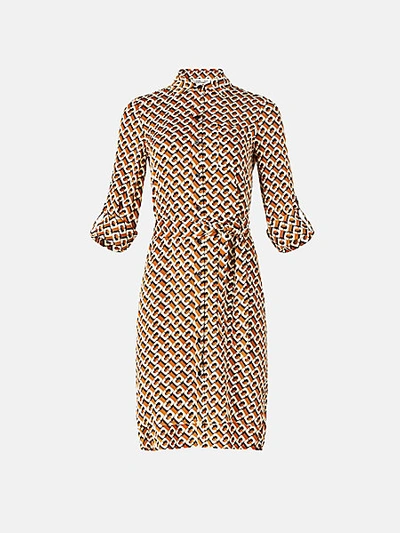 Shop Diane Von Furstenberg Prita Silk Crepe De Chine Belted Shirt Dress In 3d Chain Caffe