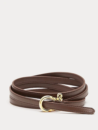 Shop Diane Von Furstenberg Milla Double-wrap Mini Leather Belt In Espresso
