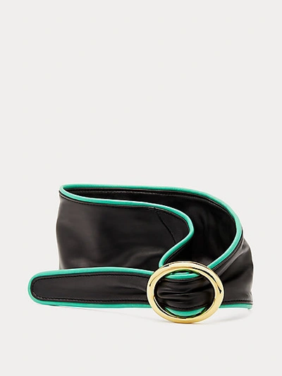Shop Diane Von Furstenberg Zilla Leather Belt In Black/capri