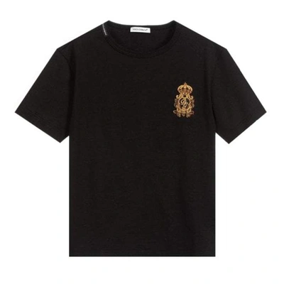 Shop Dolce & Gabbana Crown Cotton T-shirt In Black