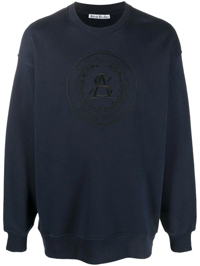 Shop Acne Studios Logo-embroidered Sweatshirt In Blue