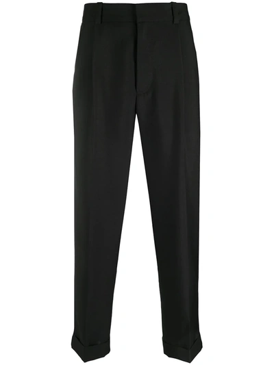 Shop Acne Studios Cropped Wool-blend Trousers In Black