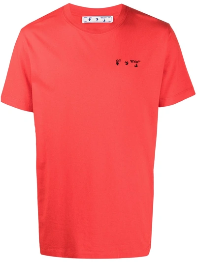 Shop Off-white Chest-embroidered Logo T-shirt In Red