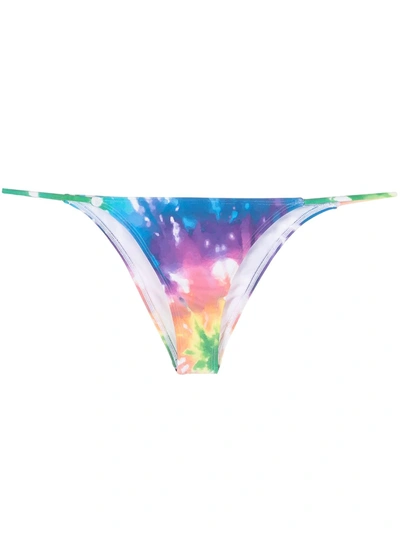 Shop Ack Fine Tie Dye Rainbow Bikini Bottoms In Blue