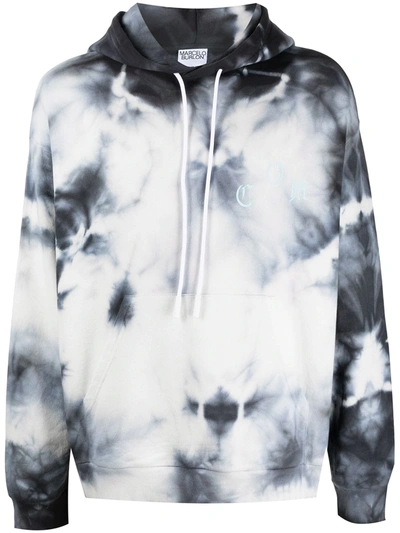 Shop Marcelo Burlon County Of Milan Tie-dye Cotton Hoodie In Blue