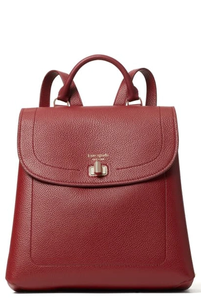 Shop Kate Spade Medium Essential Leather Backpack In Pinot Noir