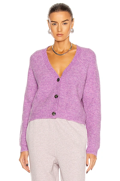 Shop Ganni Cardigan Sweater In Pastel Lilac