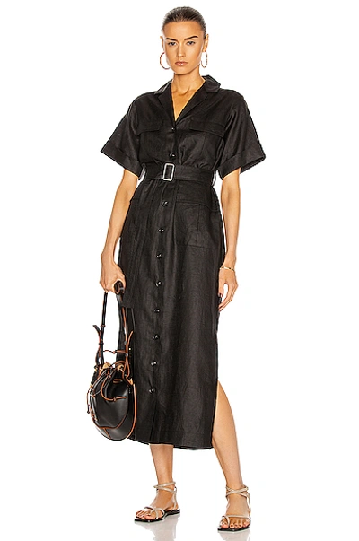 Shop Matthew Bruch Safari Midi Dress In Black