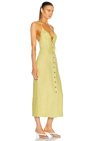 Shop Matthew Bruch Tie Halter Midi Dress In Celery