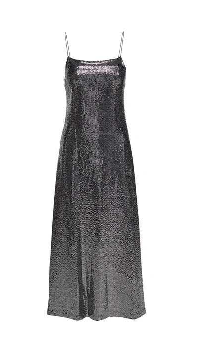 Shop Rosetta Getty Camisole Dress Paillette In Black/silver