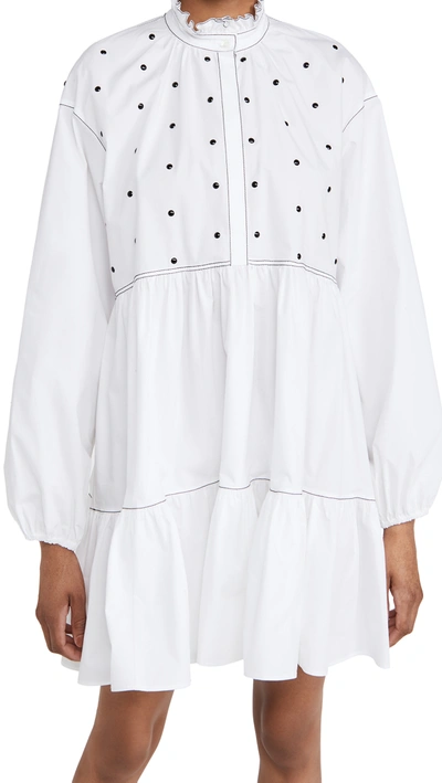 Shop Philosophy Di Lorenzo Serafini Stretch Poplin Embellished Dress In White