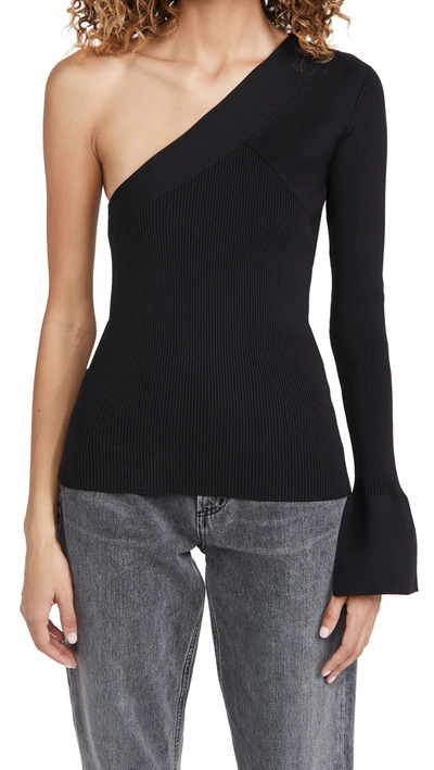Shop Theory One Sleeve Rib Pullover In Black
