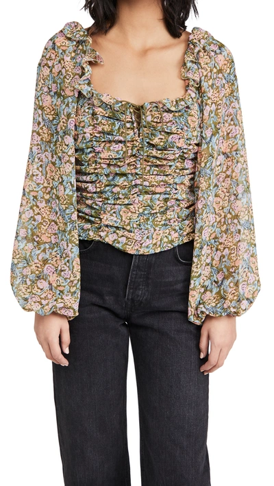 Shop Free People Mabel Printed Blouse In Garden Combo